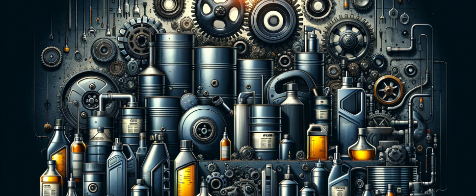 DALL·E 2023-12-18 13.23.55 - Design a background image with the dimensions 1920x650, themed around industrial oils. The image should showcase various types of industrial oils and